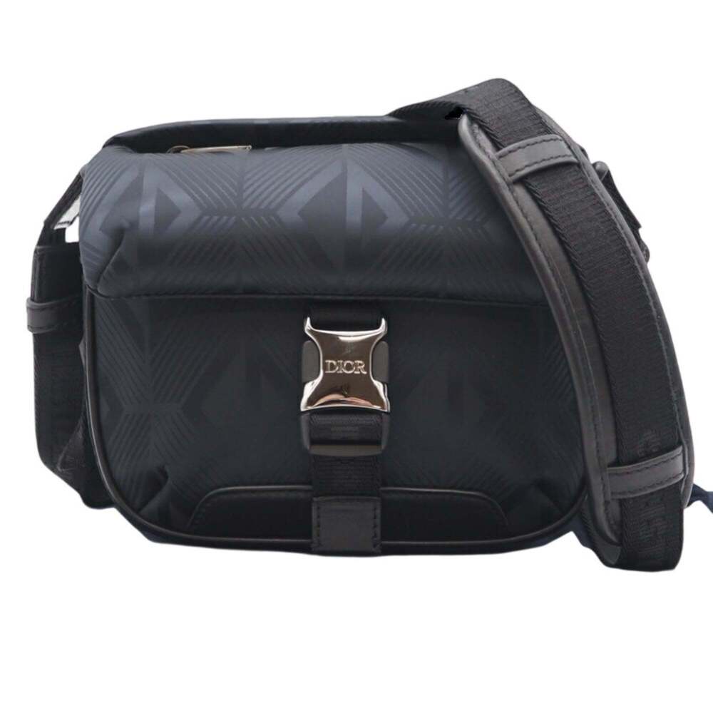 CHRISTIAN DIOR Blue Diamond Coated Canvas Shoulder Bag